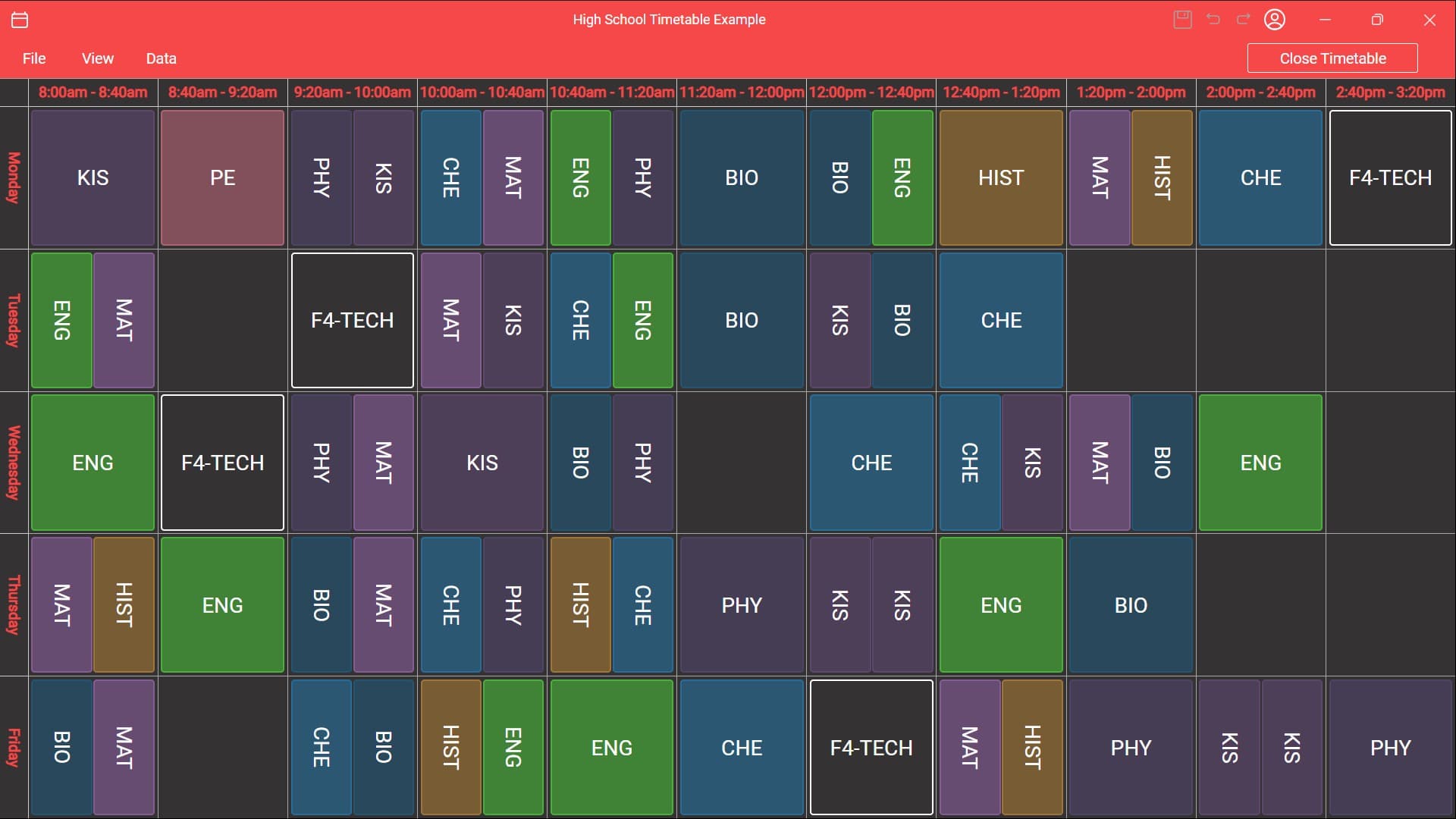 Timetable View with Sessions